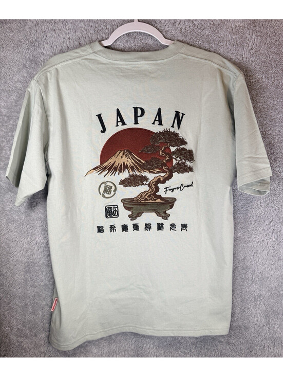 Other - Power To The People Japan Bonsai Embroidered T Shirt Mint Green Mt Fuji Size M